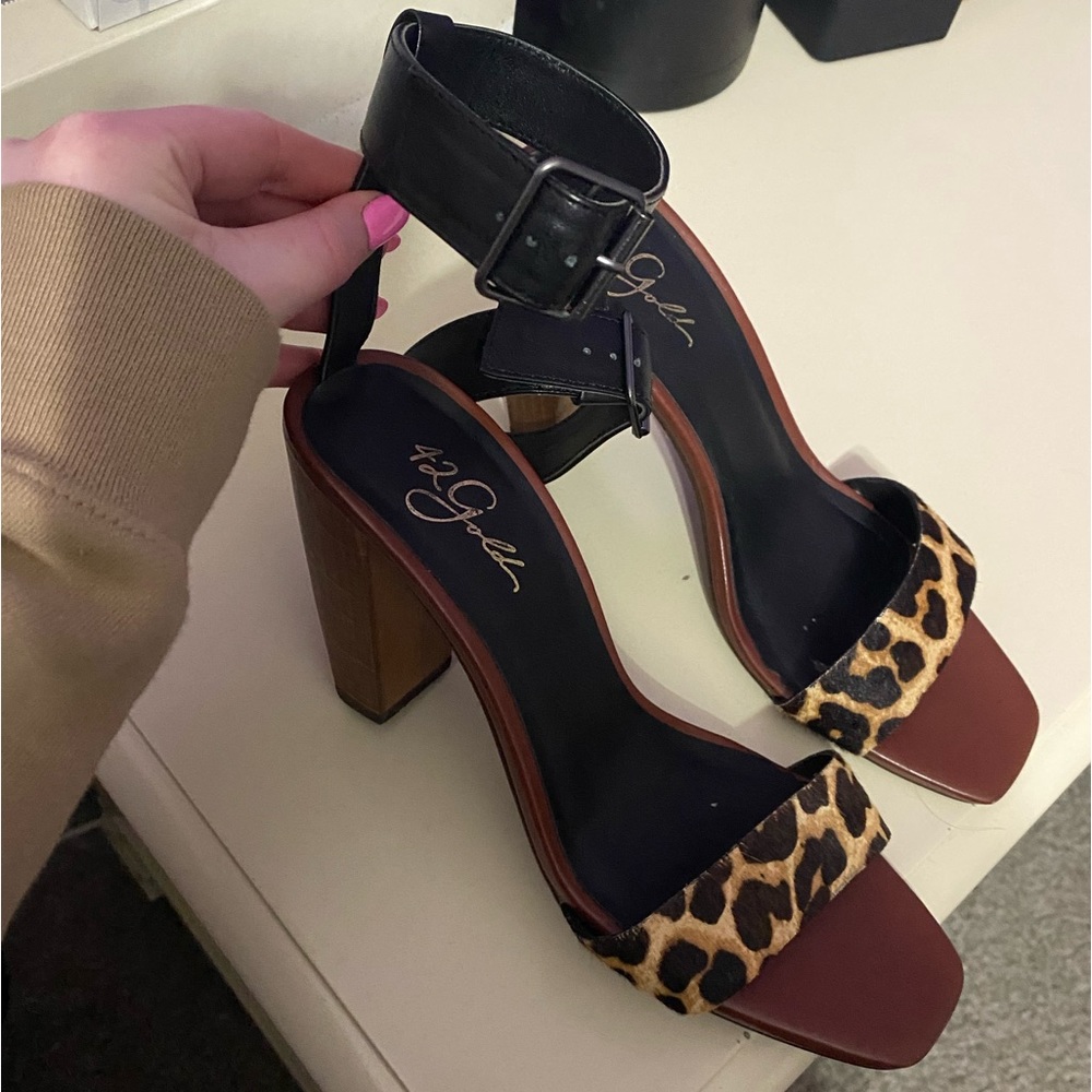 Lina leopard print sandals with wood heels